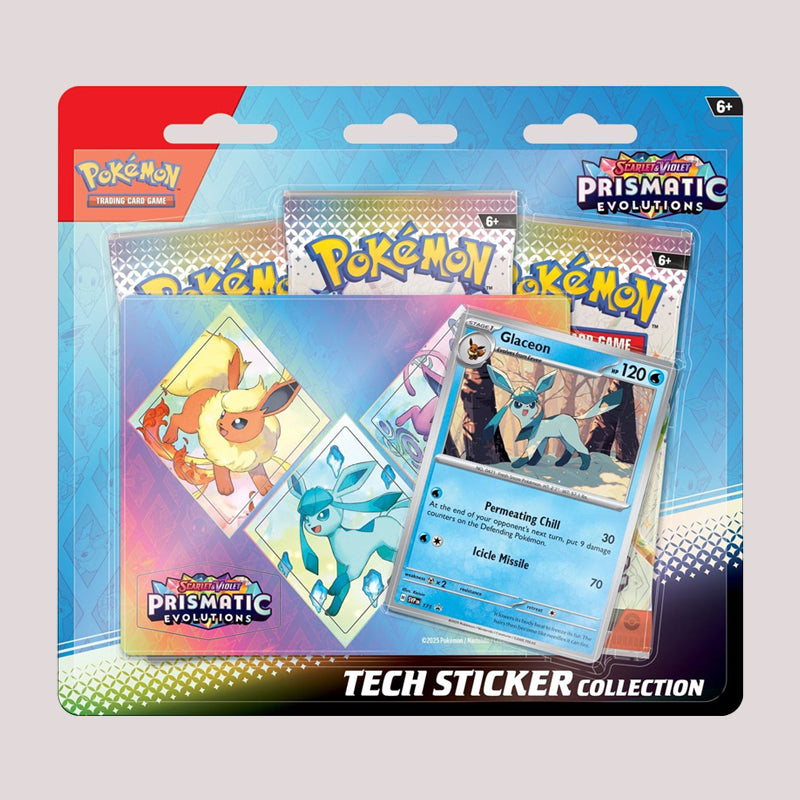 Pokemon Prismatic Evolution Tech Sticker Collection Glaceon Flareon